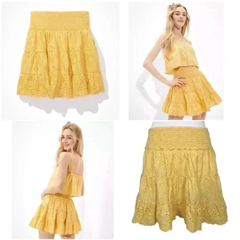 American Eagle Yellow Eyelet Skirt Sz. XXL NWT